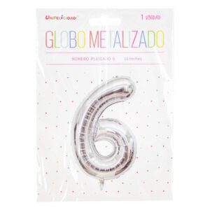 Globo Metalizado Plateado UNIFELICIDAD N°6