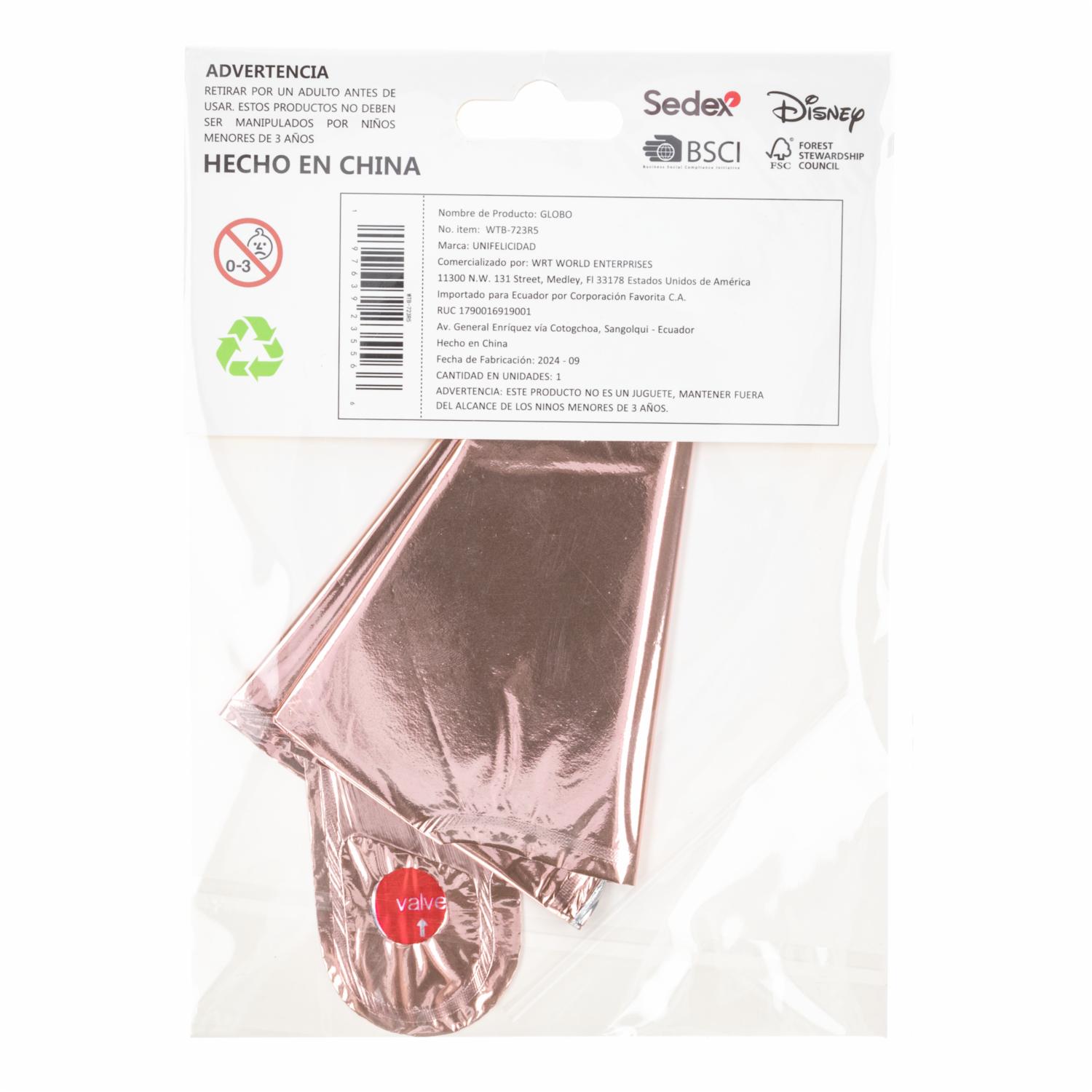 Globo Metalizado Rose Gold UNIFELICIDAD N°5 - Imagen 2