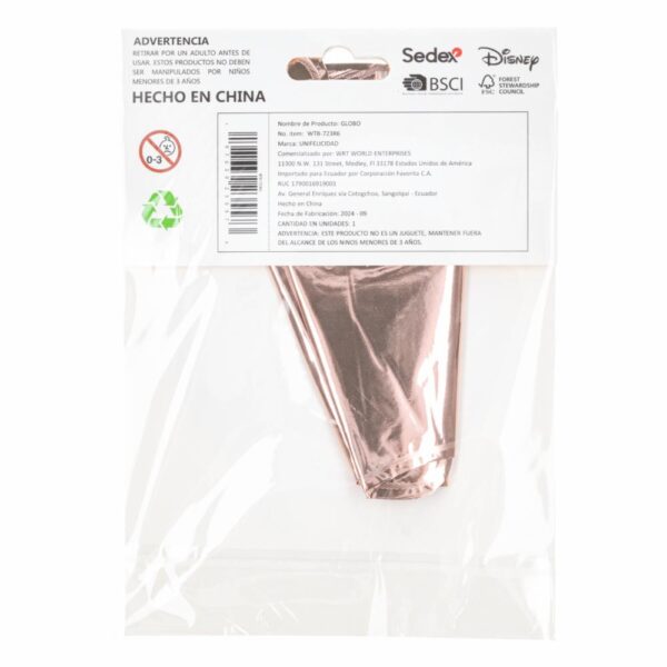 Globo Metalizado Rose Gold UNIFELICIDAD N°6 - Imagen 2