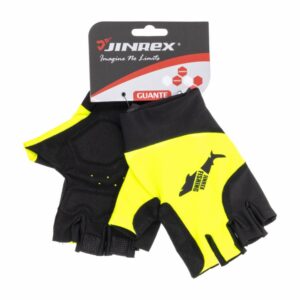 Guante Para Bicicleta Negro Con Amarillo Neón  Sin Dedos JINREX Talla Mediano