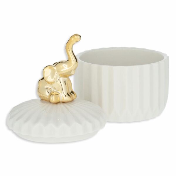 Figura Decorativa Joyero Blanco Con Elefante KOOME 1 Pieza - Imagen 2