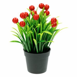 Maceta Decorativa Flores Rojas Artificial DONGZHI 22 Cm
