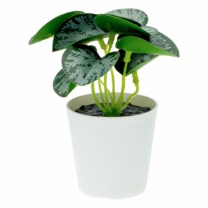 Maceta Decorativa Hojas Verdes Blanco Artificial DONGZHI 12 Cm