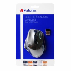Mouse Silent Ergo Wrls Blue Led Graphite VERBATIM Wireless