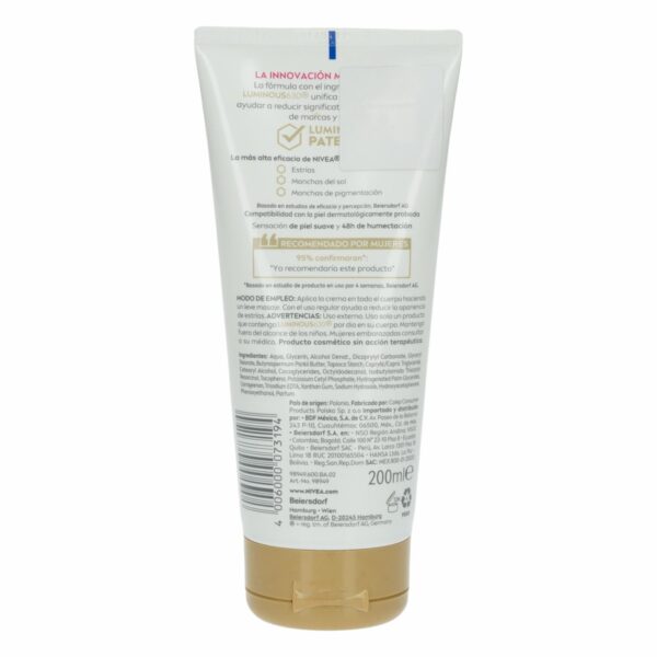 Crema Corporal Anti Marcas y Estrías Luminous NIVEA 200 Ml - Imagen 2