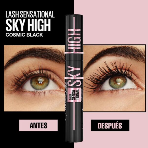Máscara De Pestañas Lash Sensational Sky High Noir Cosmic Black A Prueba De Agua MAYBELLINE L´ORÉAL 7.2 Ml - Imagen 4
