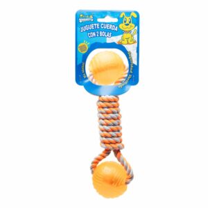 Juguete Cuerda Con 2 Bolas SOLEIL TRADING Para Perro