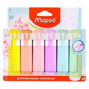 Resaltadores Escolares Fluo Colores Pastel MAPED X 6 Uds