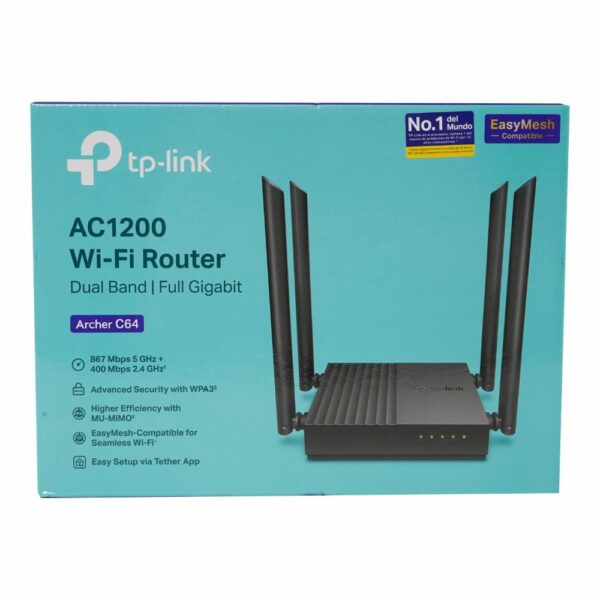 Router AC1200 Archer C64 TP-LINK 867 Mbps 5 GHz + 400 Mbps 2.4 GHz - Imagen 3