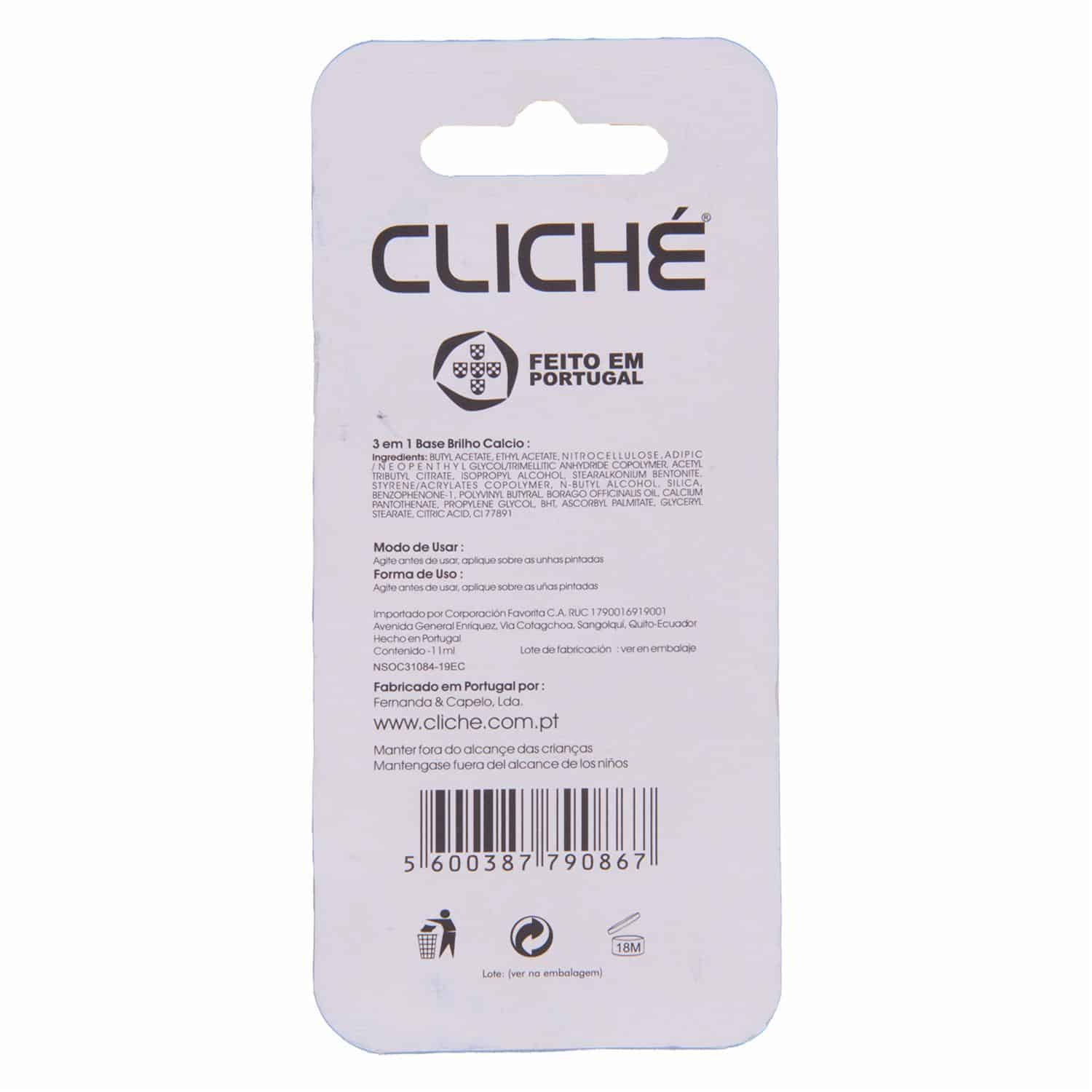 Esmalte 3 En 1 Base Brillo-Calcio CLICHÉ Unidad - Imagen 2