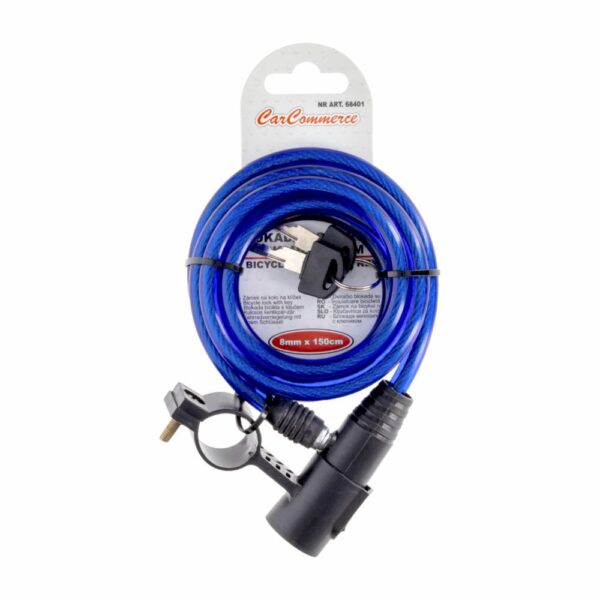 Candado Para Bicicleta Azul Con Llave CARCOMMERCE 8 Mm X 150 Cm