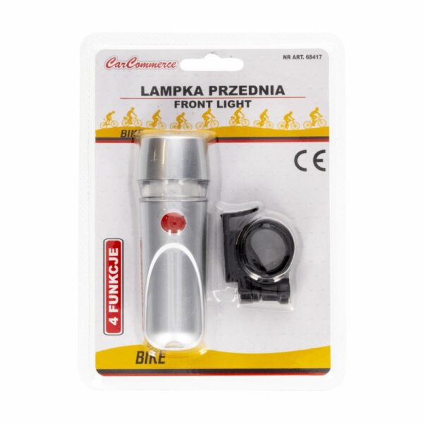 Luz Led Delantera  De Bicicleta Color Plata CARCOMMERCE 4 Funciones