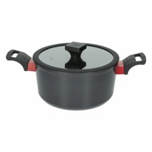 Olla De Inducción Con Tapa De Vidrio Negro 5,5 Litros BUGATTI 24 Cm