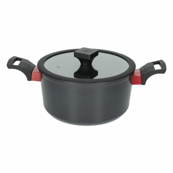 Olla De Inducción Con Tapa De Vidrio Negro 6,9 Litros BUGATTI 26 Cm
