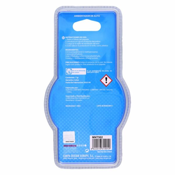 Ambiental Para Auto Fragancia Menta MENTOS 7 G - Imagen 2