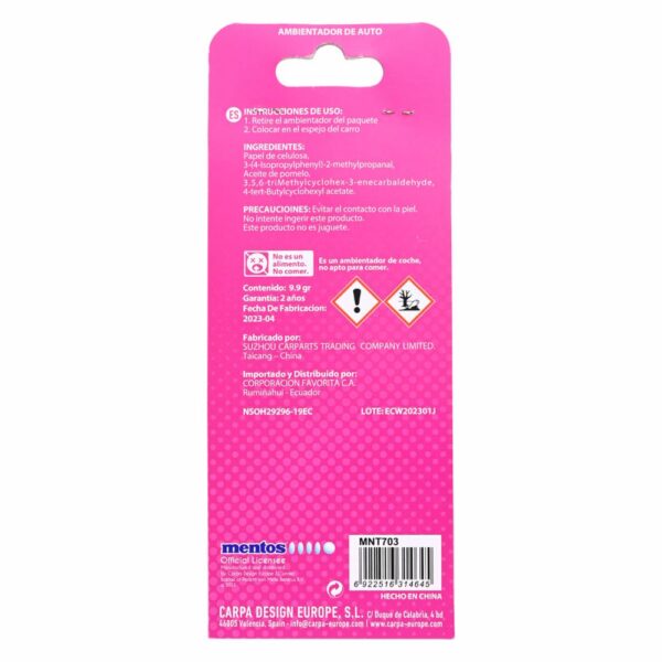 Ambiental Para Auto Papel Fragancia Frutas MENTOS 9,9 G - Imagen 2