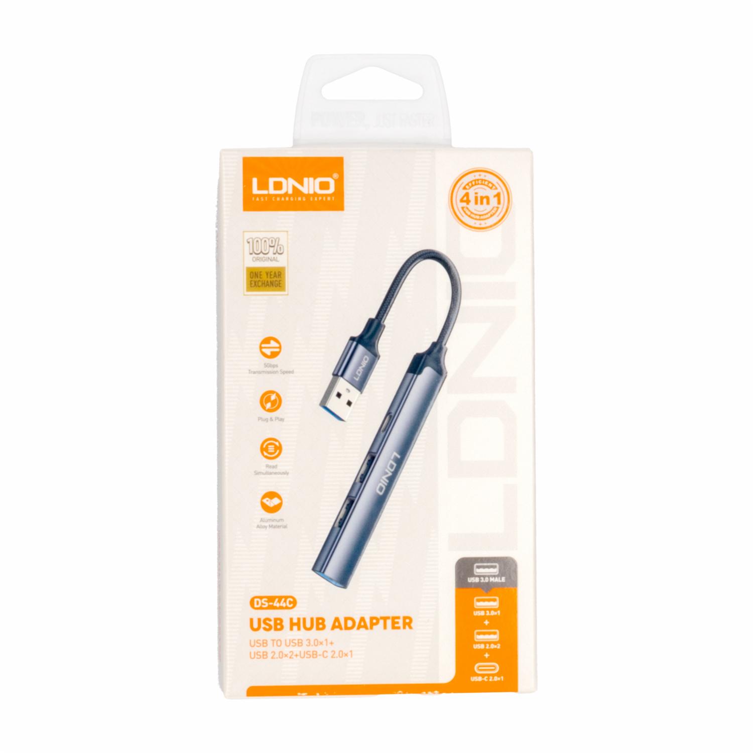 Adaptador HUB 4 En 1 - 3 USB  - 1 USB-C LDNIO DS-44C - Imagen 2