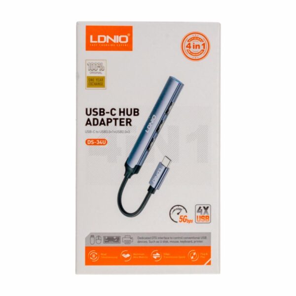 Adaptador HUB 4 En 1 - 4 USB LDNIO DS-34U - Imagen 2
