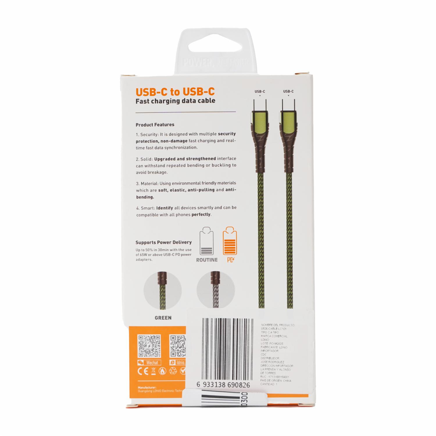 Cable Tipo-C 65W LDNIO 1 Metro - Imagen 3