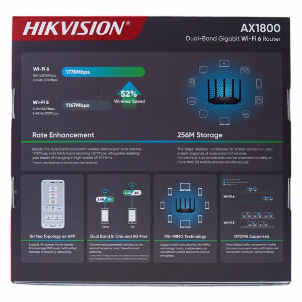 Router Gigabitn 5 Antenas Dual Band Wifi 6 AX1800 HIKVISION 1800 Mbs - Imagen 4
