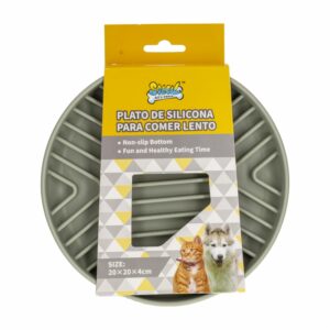 Plato Para Mascota De Silicona Para Comer Lento SOLEIL 20x20x4Cm