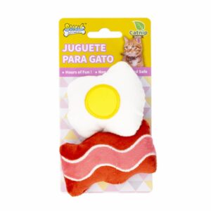 Juguete De Gato Diseño Huevo Frito Y Tocino De Felpa SOLEIL PET'S WORLD 1 Pieza