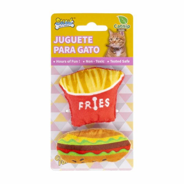 Juguete De Gato Diseño Hamburguesa Y Papas De Felpa SOLEIL PET'S WORLD 1 Pieza