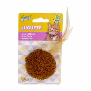 Juguete Para Gato Bola Pluma Con Catnip SOLEIL PET'S WORLD 1 Pieza