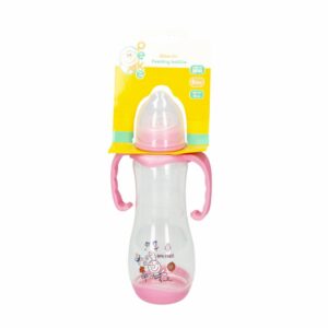 Biberón Ergonómico Con Agarradera Rosa PEKE 250 Ml
