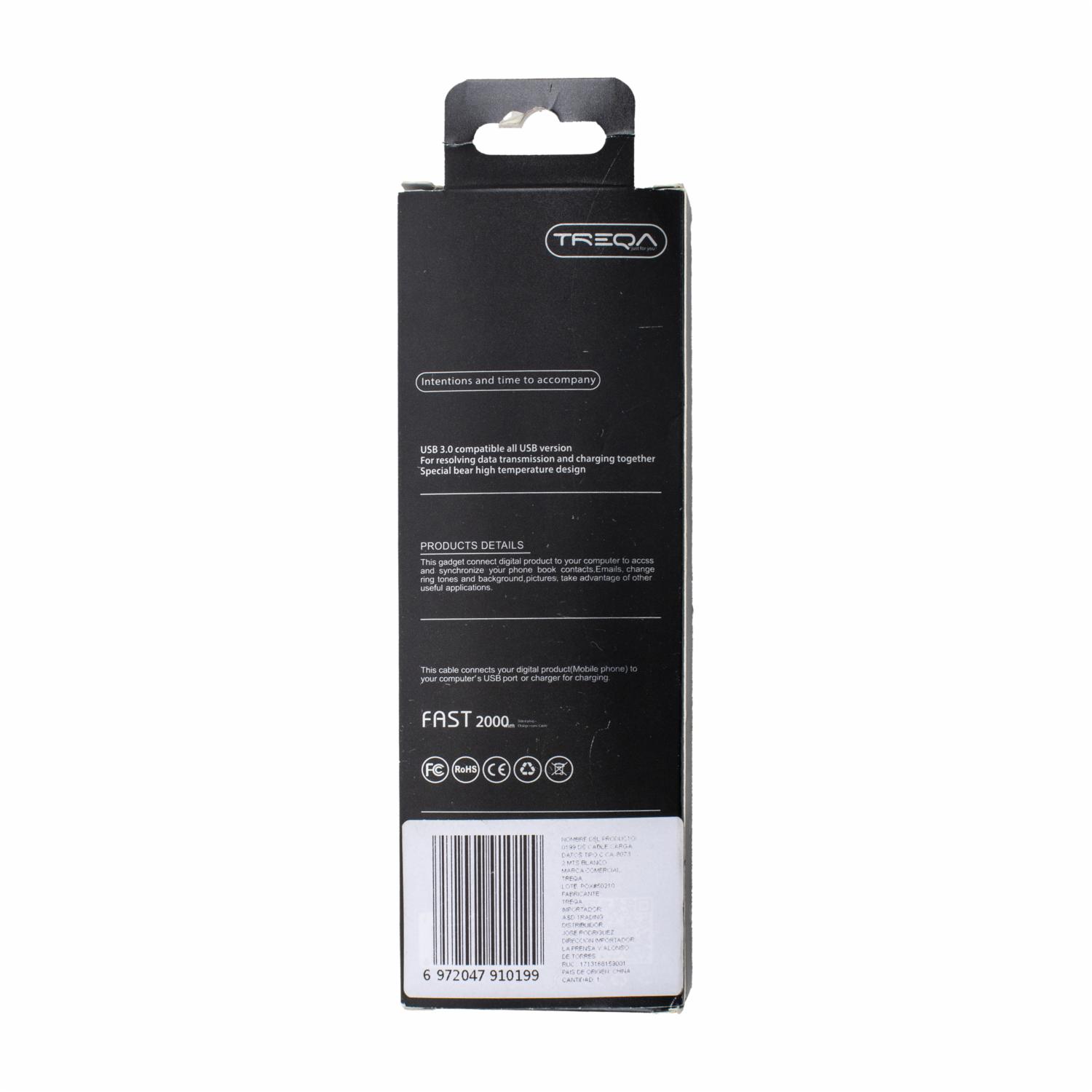 Cable Tipo C Blanco TREQA 2 Metros - Imagen 2