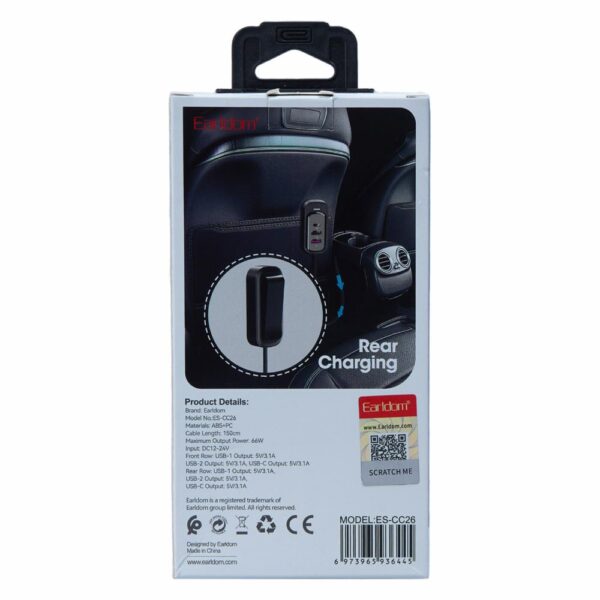 Cargador Para Auto 6 En 1 Múltiples Puertos EARLDOM 66 W - Imagen 2