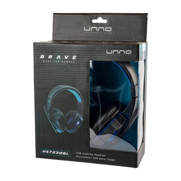 Audífonos Con Micrófono Gamer Brave Negro UNNO USB 2.0 - Imagen 4