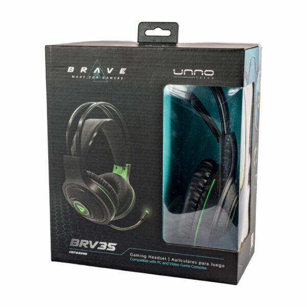 Audífonos Con Micrófono Gamer Brave  Verde UNNO 3.5 Mm - Imagen 3