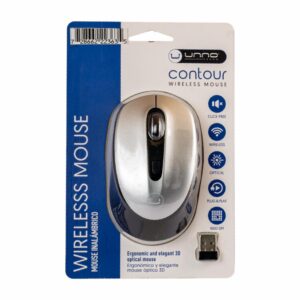 Mouse Contur Plateado UNNO TEKNO Inalámbrico
