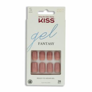 Uñas Postizas Rosas Gel Fantasy Pequeñas KISS X 28 Uds