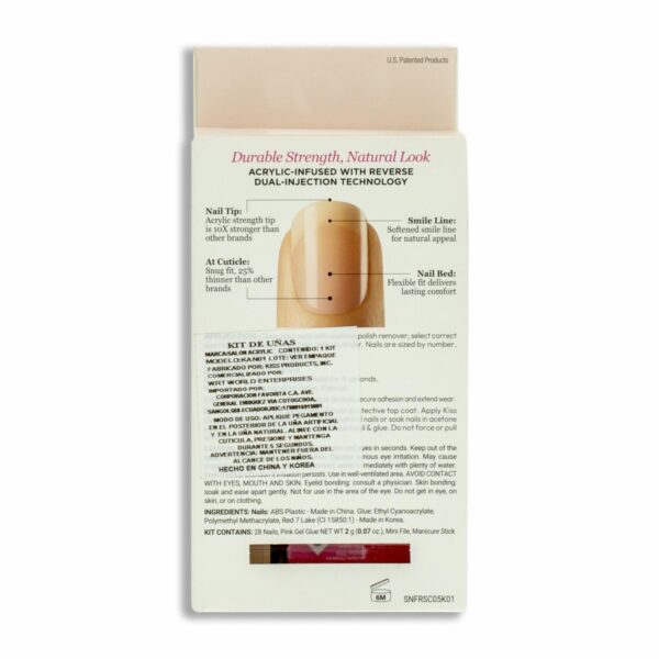 Uñas Postizas Salón Acrylic French nude KISS X 28 Uds - Imagen 2