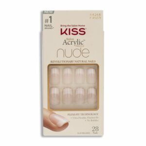 Uñas Postizas Salón Acrylic French nude KISS X 28 Uds
