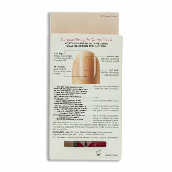 Uñas Postizas Salón Acrylic French nude KISS X 28 Uds - Imagen 2
