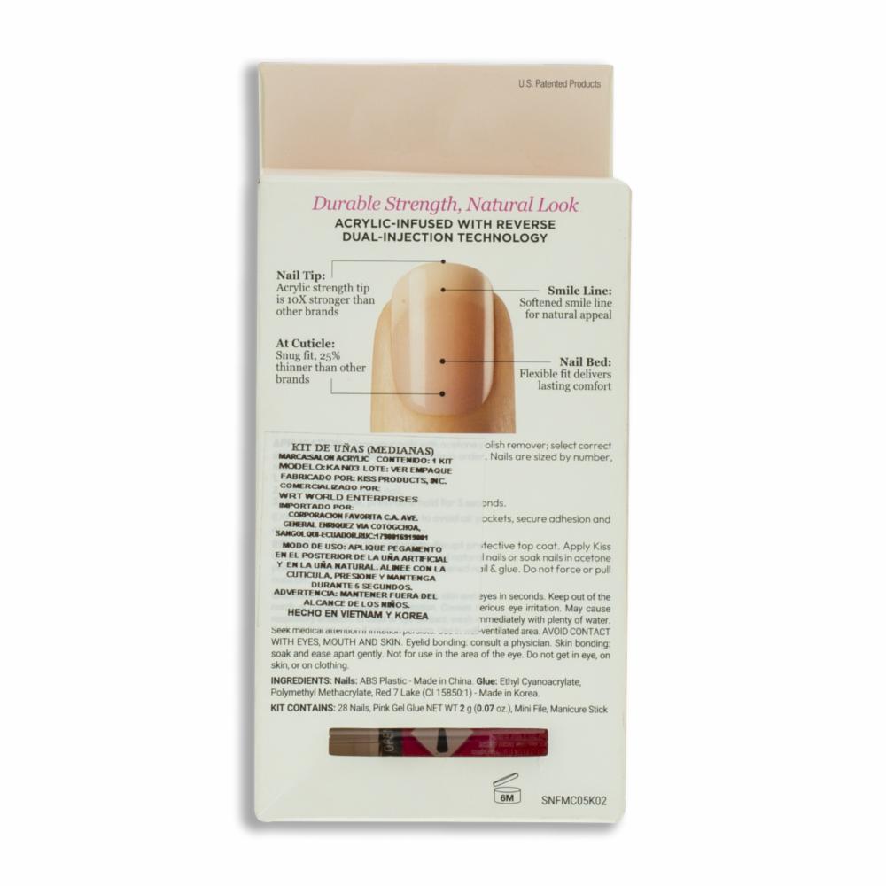 Uñas Postizas Salón Acrylic French nude KISS X 28 Uds - Imagen 2