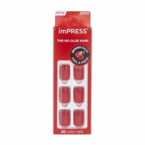 Uñas Press On Color Rojo IMPRESS X 30 Uds