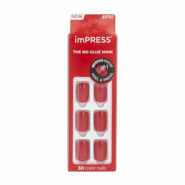 Uñas Press On Color Rojo IMPRESS X 30 Uds