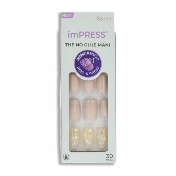 Uñas Press On Rosas Con Brillos IMPRESS X 30 Uds