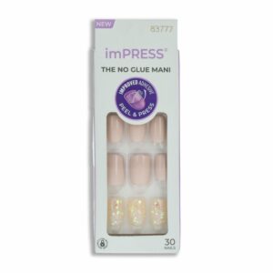 Uñas Press On Rosas Con Brillos IMPRESS X 30 Uds
