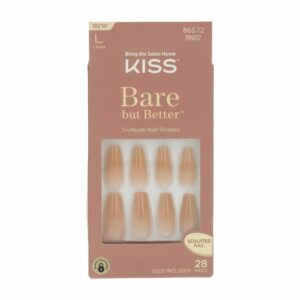 Uñas Postizas Grandes Bare But Better TruNude Drama Desnudo KISS X 28 Uds