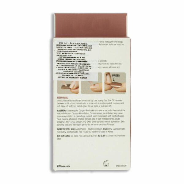 Uñas Postizas Grandes Bare But Better TruNude Drama Desnudo KISS X 28 Uds - Imagen 2