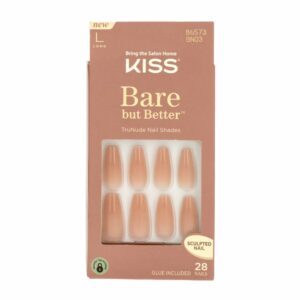 Uñas Postizas Grandes Bare But Better TruNude Brillo Desnudo KISS X 28 Uds