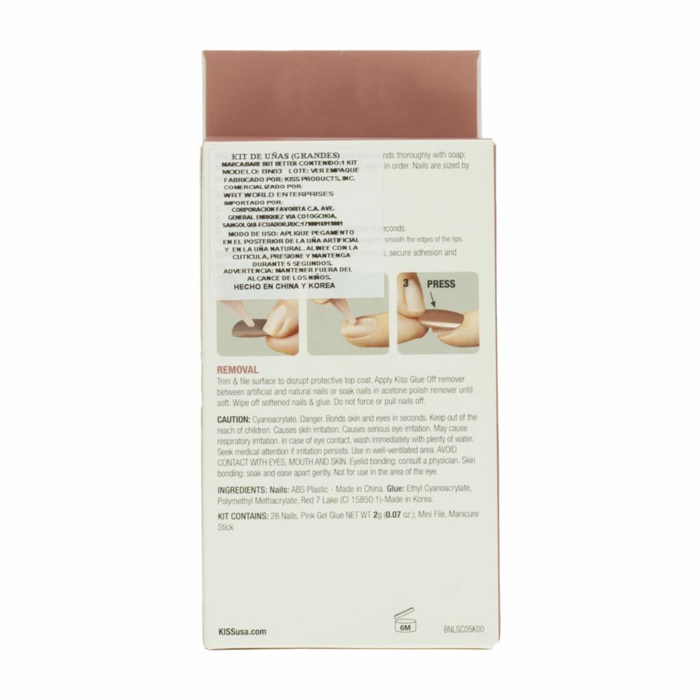 Uñas Postizas Grandes Bare But Better TruNude Brillo Desnudo KISS X 28 Uds - Imagen 2