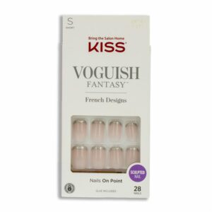 Uñas Postizas Pequeñas Voguish Fantasy Diseño Francés KISS X 28 Uds