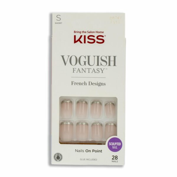 Uñas Postizas Pequeñas Voguish Fantasy Diseño Francés KISS X 28 Uds