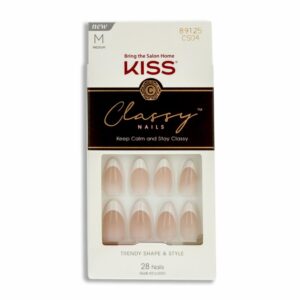 Uñas Postizas Medianas Classy Diseño Francés KISS X 28 Uds